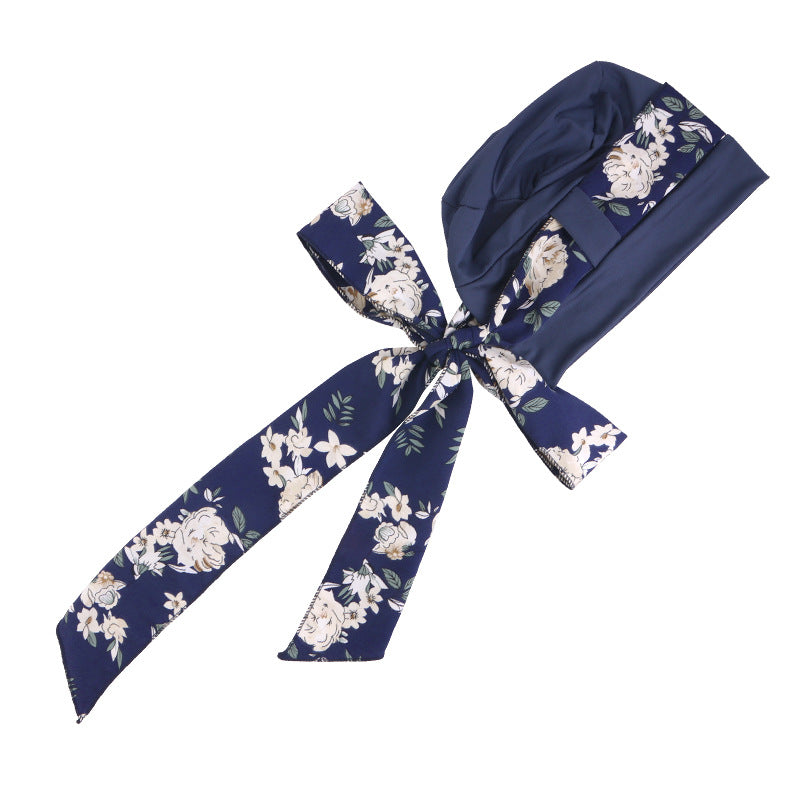 New European and American printed wide edge ribbon headband hat for outdoor tourism, beach headscarf, cross-border hat JDT-531