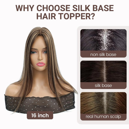 Hair Toppers for Women Real Human Hair 16 Inch for Thinning Hair