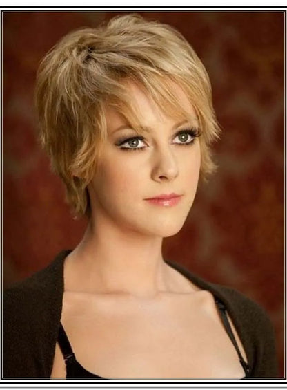 Fascinating Short Straight Monofilament Top 100% Human Hair Wig