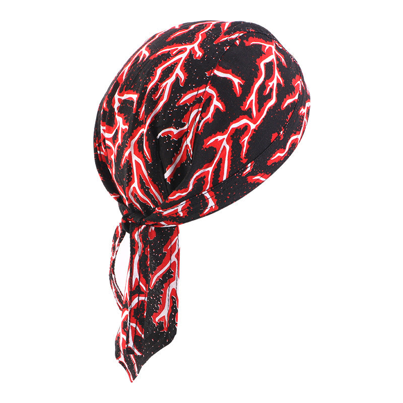 New Flame Print Pirate Hat for Men and Women, Hip-Hop Street Dance Ribbon Headwrap, Cycling Hat Jdd-09E