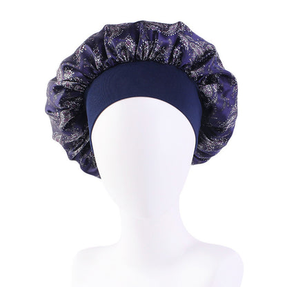 Amoeba wide-brimmed elastic hair band nightcap satin round CAP Beauty hair cap shower cap satin bonnet