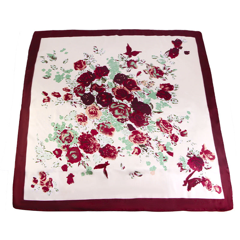 Amazon Women's Satin Square Scarf Imitation Silk Printed Head Scarf Silk Scarf Turban Hat Jdwj-28A