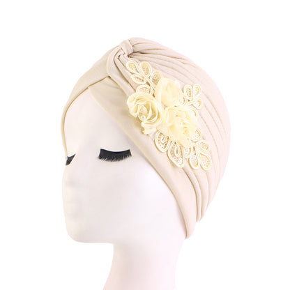 Cross-border supply fashion street shot flower bag head hat solid color pleated Indian hat ethnic hat TJM-24X