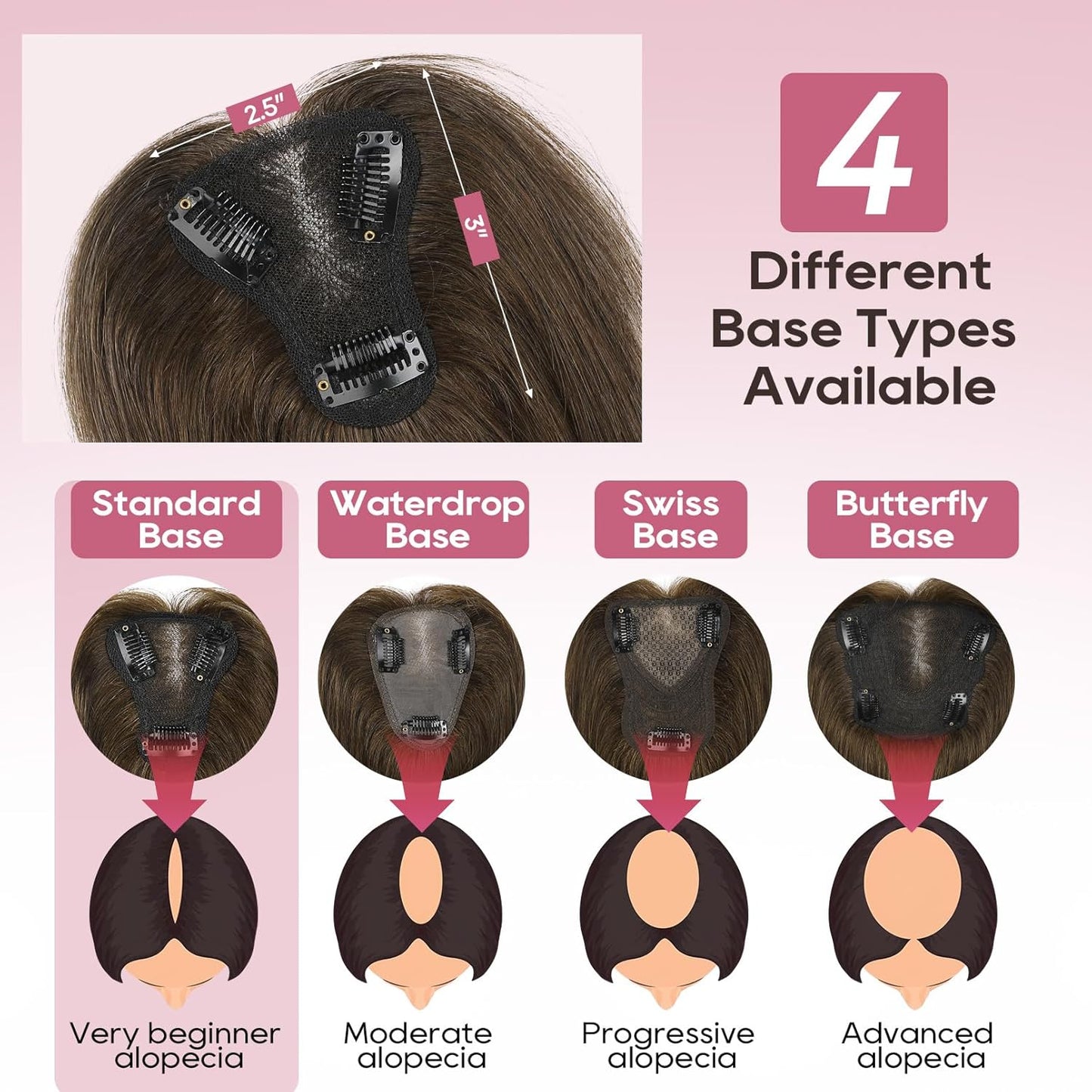 Real Human Hair Topper 10 inch Women Hair Toppers for Thinning Hair Light Grey Wigs