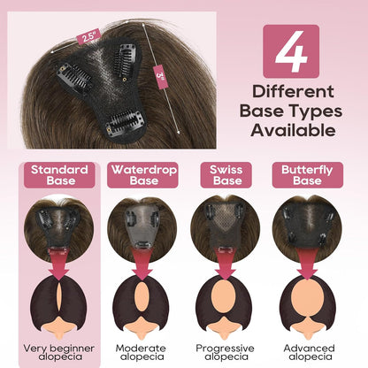 Real Human Hair Topper 10 inch Women Hair Toppers for Thinning Hair Light Grey Wigs