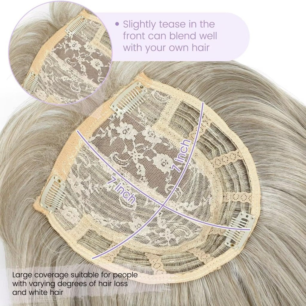 Human Hair Pieces Short Bob Hair Toppers with Bangs Side Part Hair