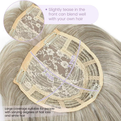 Human Hair Pieces Short Bob Hair Toppers with Bangs Side Part Hair