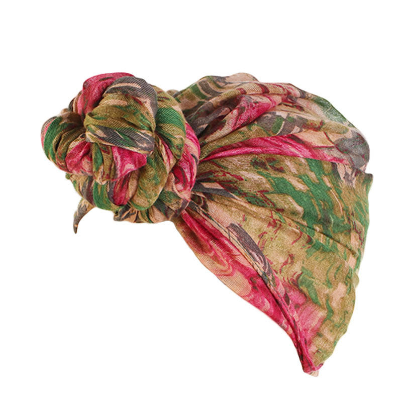Bali Yarn Tie-Dye Scarf Cap Ethnic Style Tie Tape Cap African Wrap Scarf WJ-24