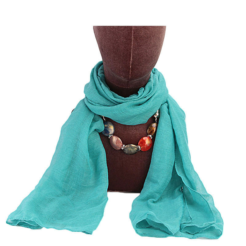 Customized Logo Agate Diamond Necklace Scarf, Balinese Gauze Head Wrap Scarf Hat, Headscarf Hat Wj-21