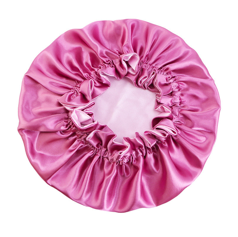 Auricularie Edge Color Solid Color Double Layer Nightcap Contrast Color Tapis Hat Silk Beauty Care Cap JDB-443A-2
