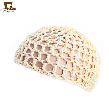 Solid Color Hand Crocheted Hair Care Mesh Hair Cover Headgear Nightcap Breathable FW-11
