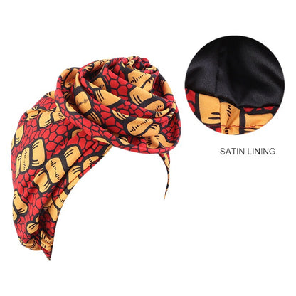 European and American Trendy Satin-Lined Turban Hat, Floral Hat, Amazon Headwrap Hat