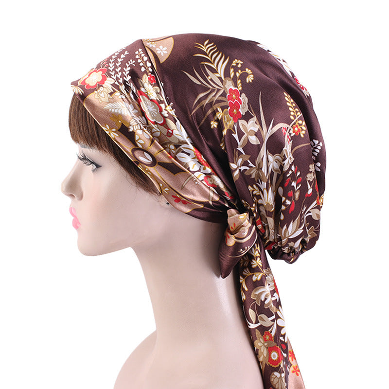 New Color Ding Hood Women's Printed Tie Tape Hat Pastoral Style Ribbon Braid Hat TJM-226