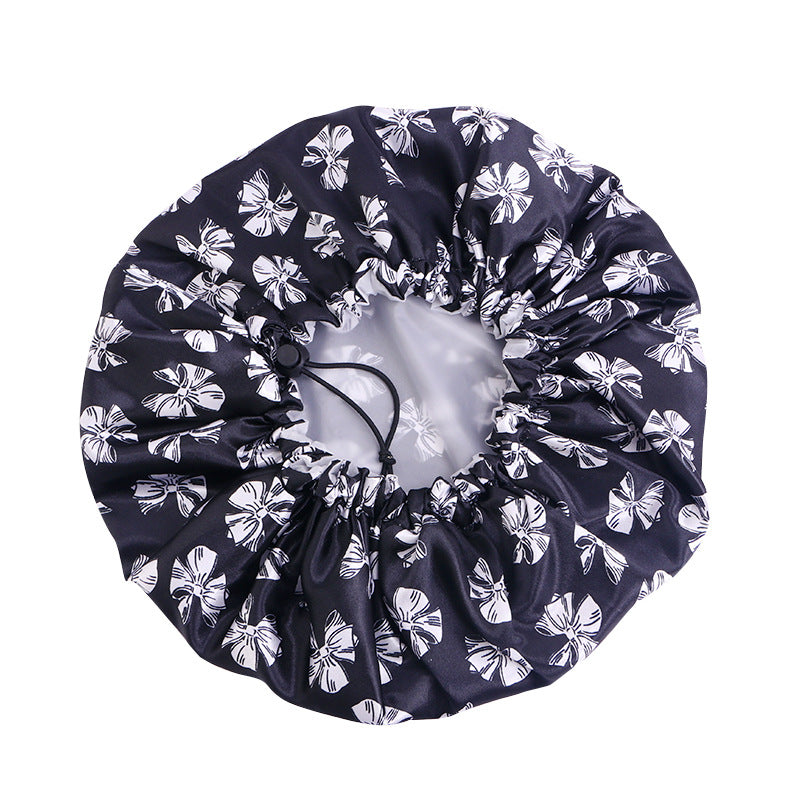 Double-layer printed waterproof shower cap dustproof and oil-proof cigarette cap adjustable beauty perm cap JDY-453A-1