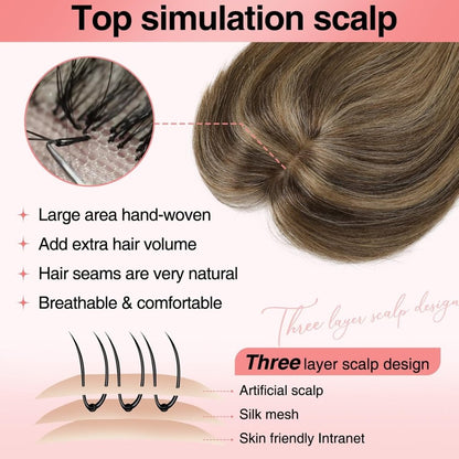 Real Human Hair Toppers for women 10 Inch Clip in Bangs for Thinning Hai Cover Hair Pieces