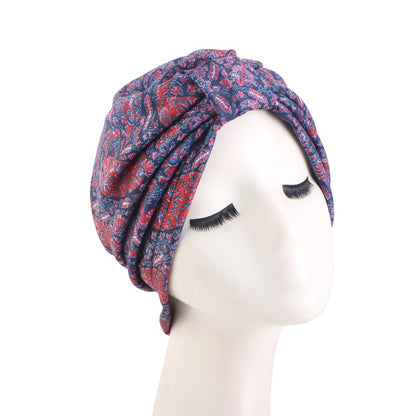 Cross border amoeboid printed knotted cap, double-layer color Ding lining, head covering cap, headscarf cap, chemotherapy cap TJM-410