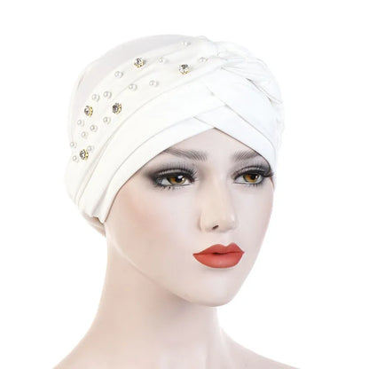 Beads Pure Colour Turban For Women