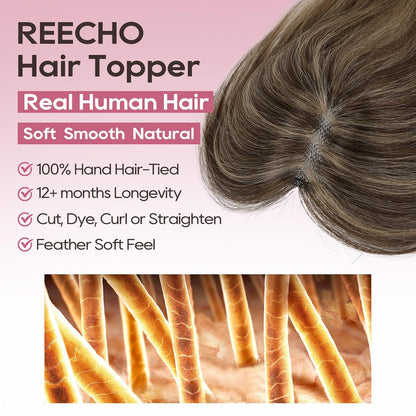 Real Human Hair Topper 10 inch Women Hair Toppers for Thinning Hair Light Grey Wigs