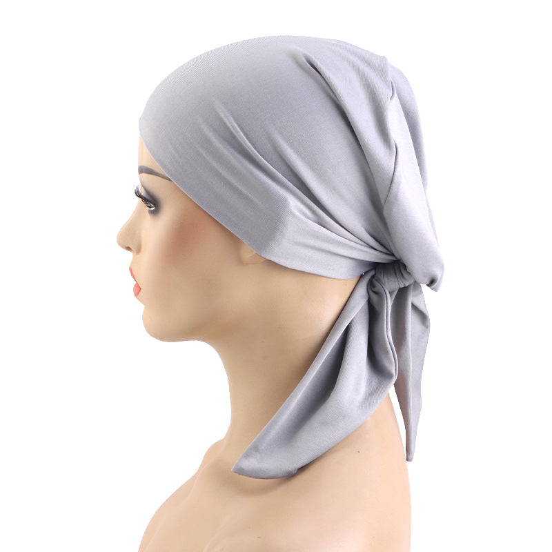 Cross border new solid color double-layer elastic ribbon headscarf cap strap headband hair care cap JDT-29