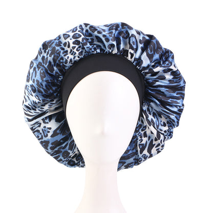 New Cross-Border Leopard Print Elastic Headband Sleep Cap Satin Hairdressing Round Cap Head Wrap Jdb-301A-4