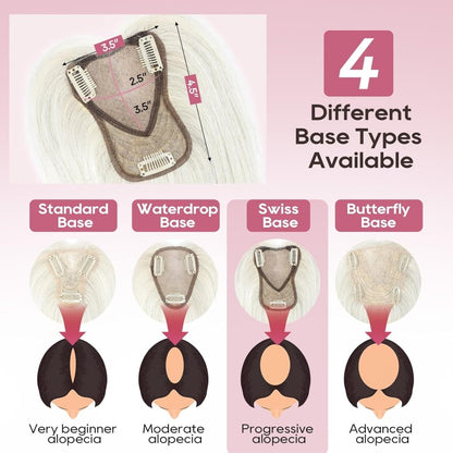 Real Human Hair Topper10 inch Women for Thinning Hair Swiss Base  Hairpiece