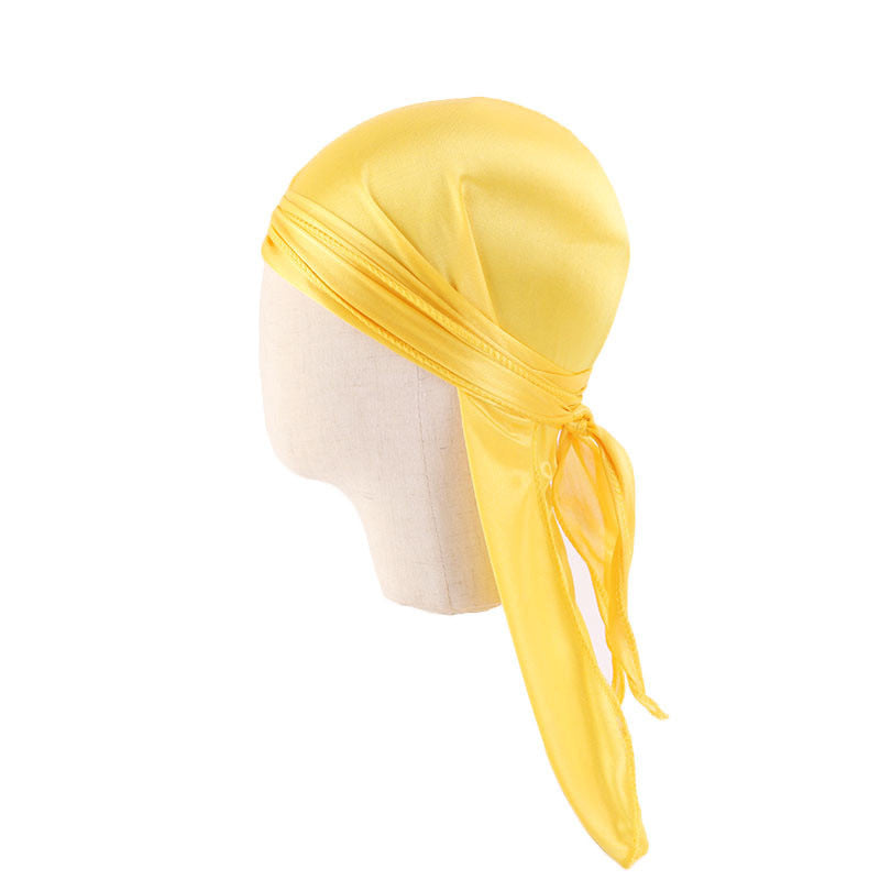 Children's Imitation Silk Pirate Hat Durag Long Tail Turban Hip Hop Cape Hat K-11