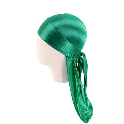 Children's Imitation Silk Pirate Hat Durag Long Tail Turban Hip Hop Cape Hat K-11