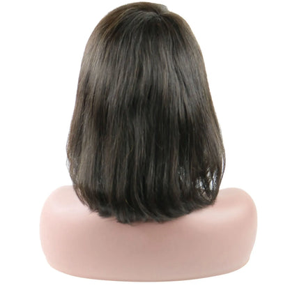 Taraji Henson Kurze, glatte Bob-Frisur, Echthaar, kappenlose Perücke, 10 Zoll