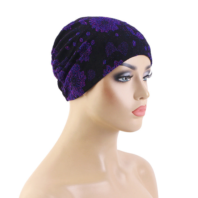 New Cross-Border Style Shiny Breathable Base Cap, Headscarf Hat, Turban Hat, Printed Hat Jdt-525