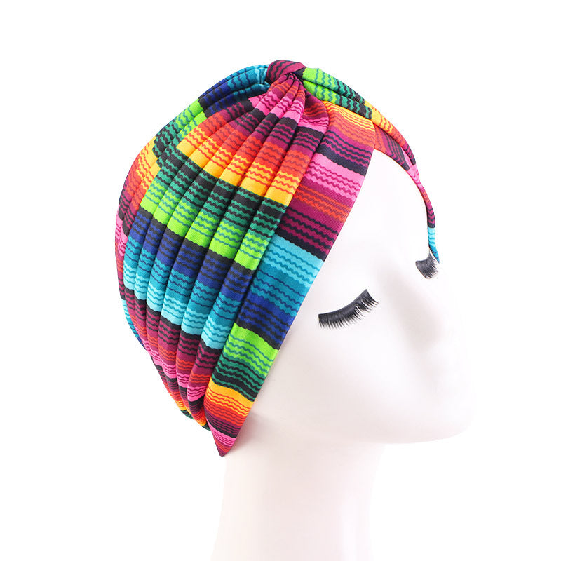 Tie-Dyed Pleated Turban Hat, Indian Hat, Base Hat, Head Wrap Hat Tjm-45