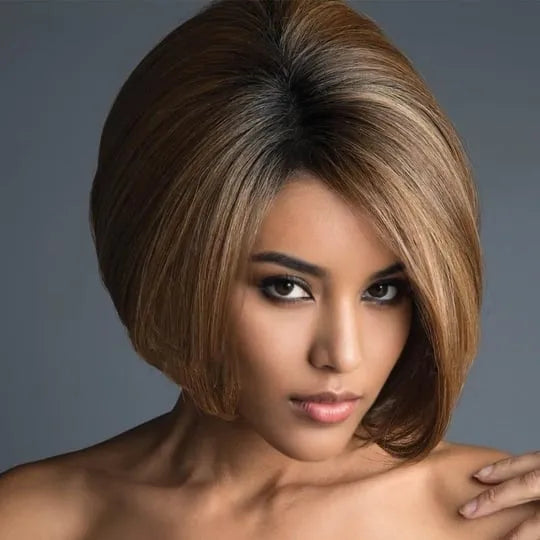 Bob Hairstyle Brown Synthetic Straight Hair Wig 10 Inches