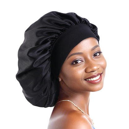 Professional Custom Printing of Logo Large Satin Wide-Brimmed Sleep Cap, Beauty and Hair Care Cap, Headscarf Cap, Direct from the Source Factory
