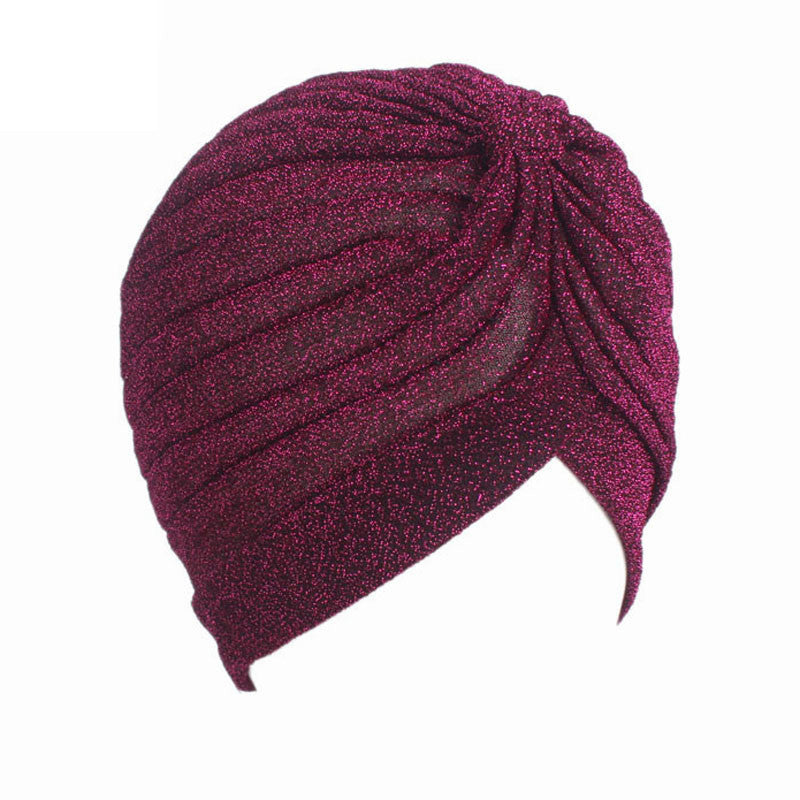 Ethnic Bright Silk Turban Hat Indian Hat Baotou Hat Chemotherapy Hat
