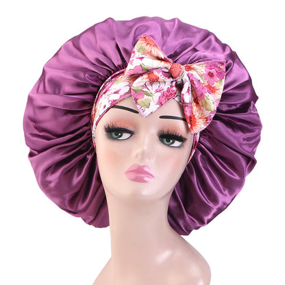 Oem Custom Printed Elastic Ribbon Satin Sleep Cap, African Headscarf Hat, Professional Sleep Cap Source Factory