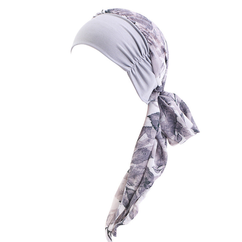 Cross-border Wide-brim Stretch Headband Stitching Chiffon Ribbon Tapes Hat All-match Ethnic Hat JDT-456B