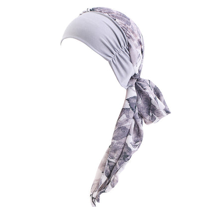 Cross-border Wide-brim Stretch Headband Stitching Chiffon Ribbon Tapes Hat All-match Ethnic Hat JDT-456B