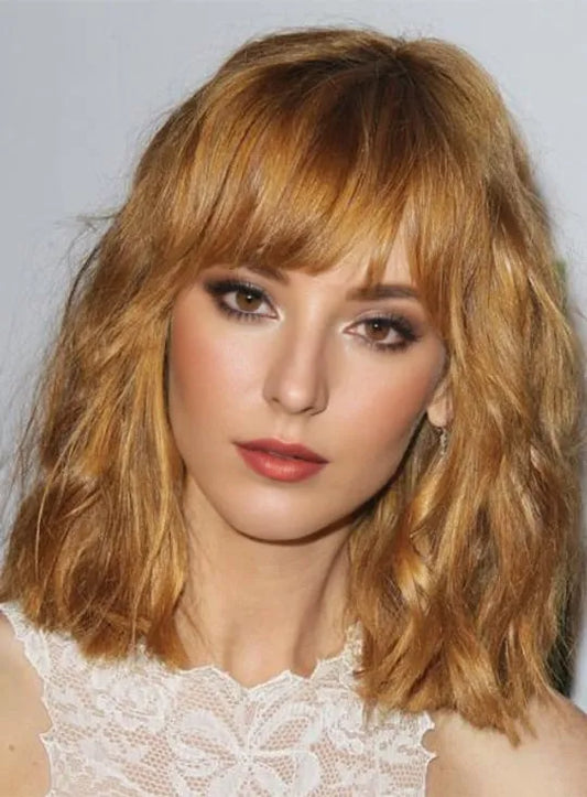 Nuovo arrivo glamour medio sciolto ondulato 100% parrucca di capelli umani 12 pollici