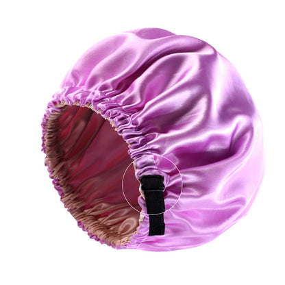 Satin nightcap invisible flat adjustable buckle artificial silk double-layer round hat shower cap beauty hair hat