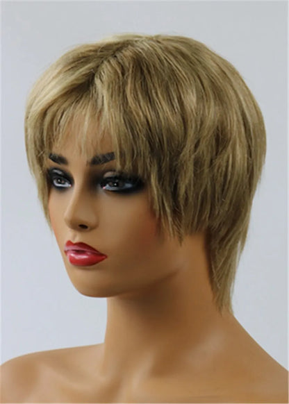 Neuester Trend Kurz Gestuft Glatt Lisa Rinna Frisur Kappenlose Echthaarperücke 8 Zoll