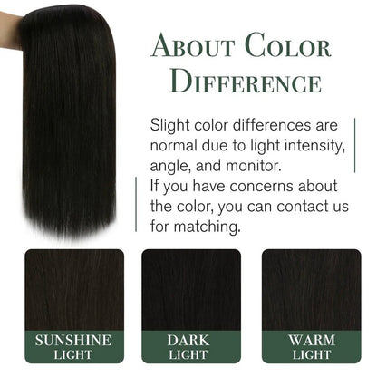 Human Hair Toppers Invisible Wiglet Hair pieces Without Bangs Off Black #1B[Density Upgrade 150%]