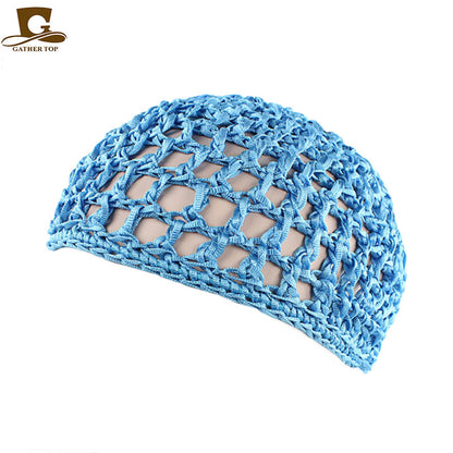 Solid Color Hand Crocheted Hair Care Mesh Hair Cover Headgear Nightcap Breathable FW-11