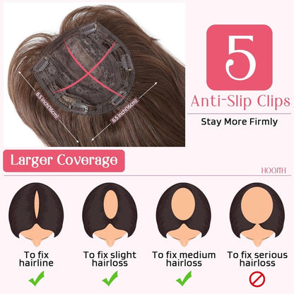 Short Layered Hair Topper with Bangs for Women with Thinning Hair 14 Inch 100% Human Hair Wigs Piece