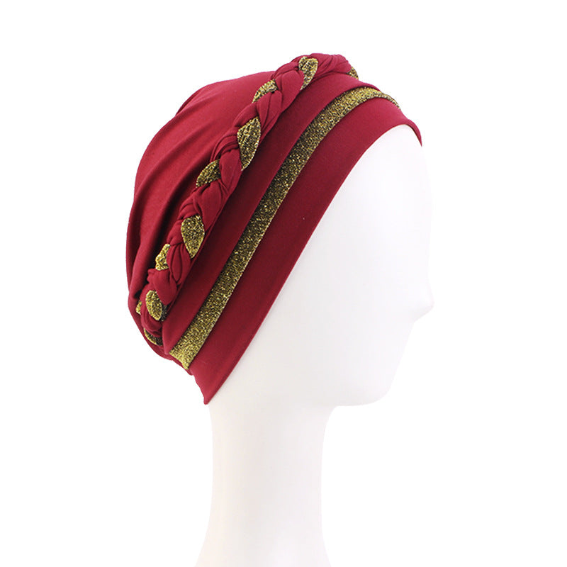 Amazon Supply African Style Shiny Silk Turban Style Turban Hat Braided Chemotherapy Hat Confinement Hat