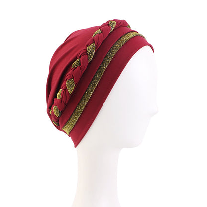 Amazon Supply African Style Shiny Silk Turban Style Turban Hat Braided Chemotherapy Hat Confinement Hat