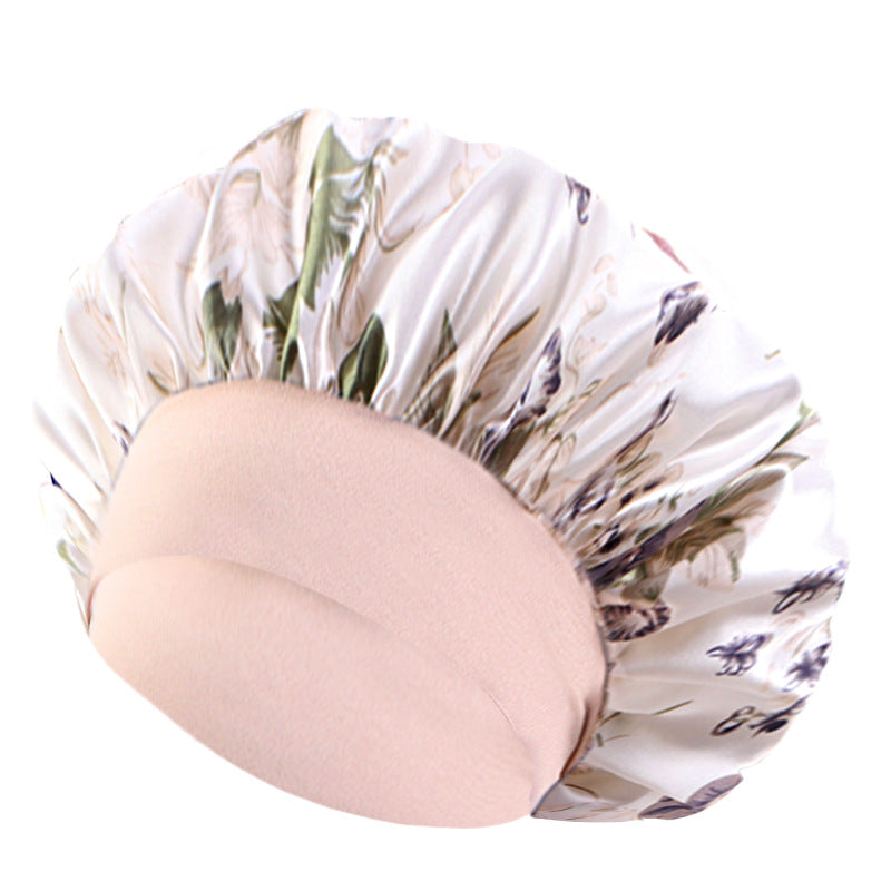 Amoeba wide-brimmed elastic hair band nightcap satin round CAP Beauty hair cap shower cap satin bonnet