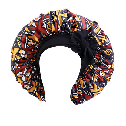 African Print Sal Nightcap Large Stretch Ribbon Tape Cap Strap Shower Cap JDB-408J
