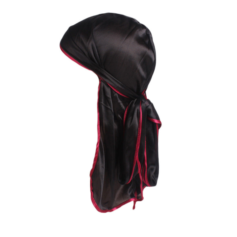 Imitation Silk Edge Long Tail Pirate Hat Hip-Hop Cloak Towel Hat Toe Hat silky durag