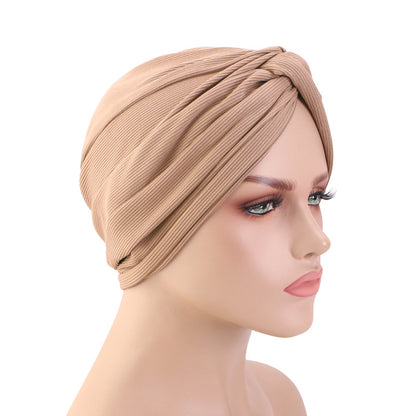 New Ethnic Style Fine Line Cross Twist Hat Turban Hat Indian Hat Turban Hat Jdt-163G