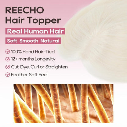Hair Toppers for Women Real Human Hair Seamless Hair Piece with Bangs