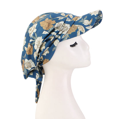 New Style Printed Brimmed Baseball Cap Outdoor Sunshade Strap-On Headgear Sunshade Fabric Hat Jdt-234I